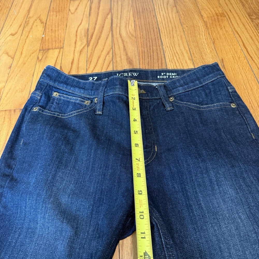 J. Crew 9" demi-boot crop Kicky Hem jean in Dark Worn Wash Blue‎ Size 27 - Picture 7 of 8